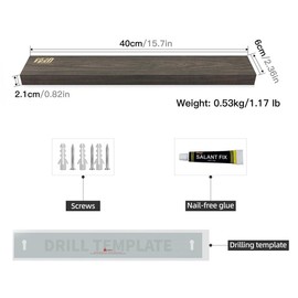 FINDKING Ash Wood Magnetic Knife Strip, Magnet Utensil Holder for Wall, Refrigerator, Wooden Rack for Kitchen Knives, No Drill, Dark Brown, 12/16/18 Inches (Without Knives) - Color: 16 inches