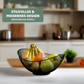 bremermann Fruit Bowl, Fruit Basket, Wire Basket, Oval Diameter Approx. 29 x 13.5 x 25.5 cm (Matte Black)