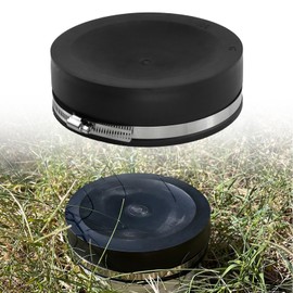 RULLINE 4 PCS 6" Flexible PVC Cap with Stainless Steel Clamps Sewer Cleanout Cap Black PVC Pipe Cap Inner Diameter 6.3" Suitable for 6" Pipes