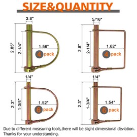 42 PCS Shaft Locking Pin,Heavy Duty Lynch Pin for Farm Tractors Trailers Trucks Mower, Trailer Hitch Pin for Trailer Lock and Hitch Pin Lock for Lawn Garden Wagons, Gold