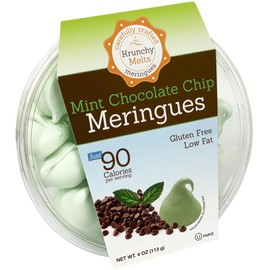 4 Pack Krunchy Melts Original Meringue Cookies | Mint Chocolate Chip Flavor 4-Pack | Only 90 Calories Per Serving | Low Fat, Gluten Free, Dairy Free (4 Oz)