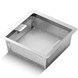 Tuanse 1 Pc 8.5 x 8.5 x 3 Inches Stainless Steel Commercial Floor Drain Strainer Square Floor Drain Filter Accessories for Commercial Kitchen Restaurant Diner Cafe (Inner Handles)