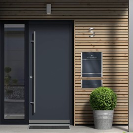 Metzler Stainless Steel House Number – Modern Design – Weatherproof and Easy to Clean – Bauhaus Font – Plug-In Dowel – Height 14 cm – Number 5