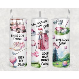 Funny Women Golf Skinny Tumbler - Girl Golfing Mug - Golf Life Cup - Golfer Mug - Golfing Cup - Golfs Mom Gift - Ladies Golfs - 20Oz Skinny Tumbler With Straw