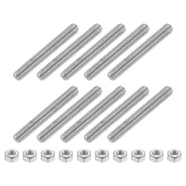 uxcell 1/4"-20 Fully All Threaded Rod, 10 Pcs 304 Stainless Steel Long Threaded Screw 2" Length Right Hand Threads for Furniture Mounting Assembly Fastening