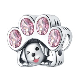 CYCUFF 925 Sterling Silver Charms Suitable for Charm Necklaces, Bracelet Pendants Beads Jewellery Gift for Women Family Friends (Puppy Paw Print Beads)