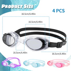 Pack of 4 Children's Diving Goggles, Swimming Goggles Children 3-14 Years, Anti-Fog Waterproof Children's Swimming Goggles, HD Swimming Goggles Children with Adjustable Strap for Girls and Boys