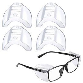 Side Shields for Glasses 2 Pairs – Soft TPU Safety Glasses Side Protectors – Impact-Resistant, Easy to Install – Fit Eyeglass Arms Under 10mm – Transparent Design for Eye Protection at Work