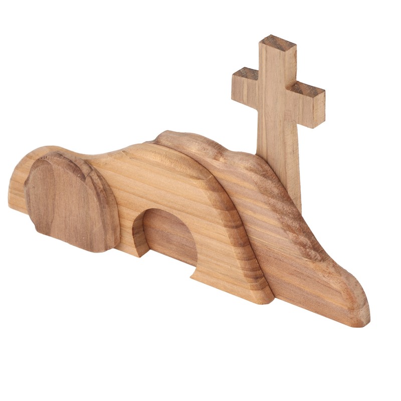 Easter Scene Decoration Handcrafted Wooden Empty Tomb Cross Decoration for