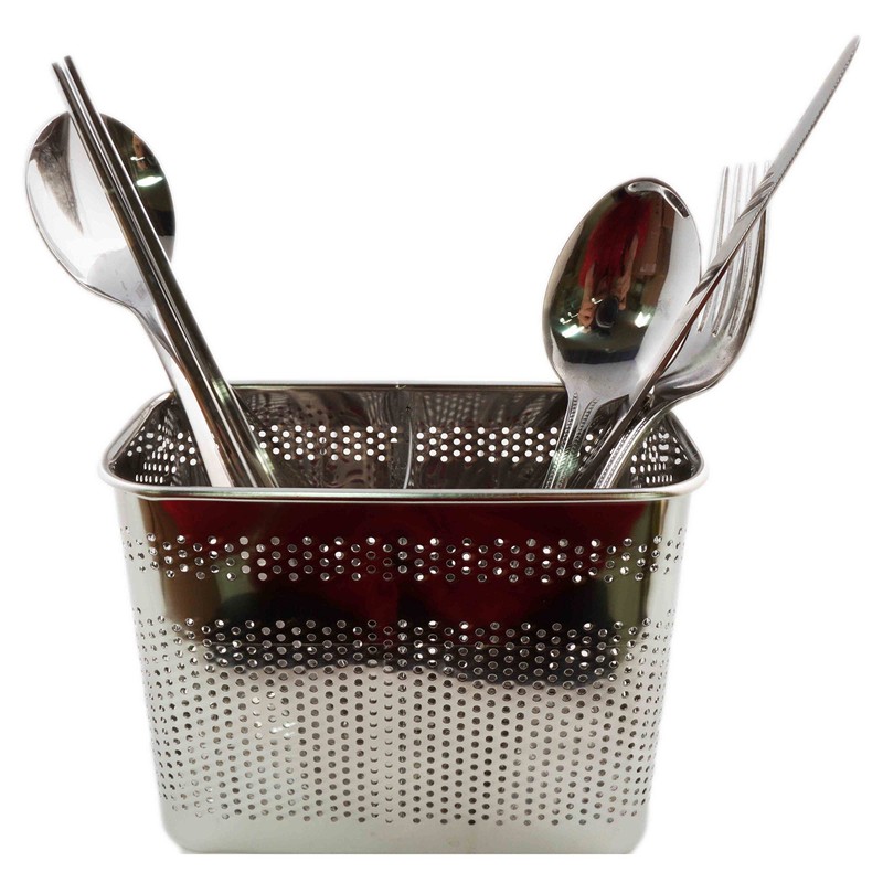Stainless Steel Cutlery Utensil Holder (Medium Square) Chopsticks Holder for