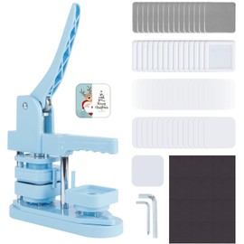 Happizza Magnet Button Maker Machine 50mm/1.97 in, Square Photo Magnet Maker Machine, DIY Fridge Badges Magnet Making Kit with 100 Sets Square Button Maker Supplies, Ideal for School, Parties, Events
