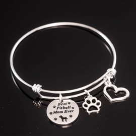 AHAETH Pitbull Mom Gifts for Women Bracelet Best Pitbulls Themed Dog Lovers Merchandise Pitbull Bracelet, Medium, no gemstone