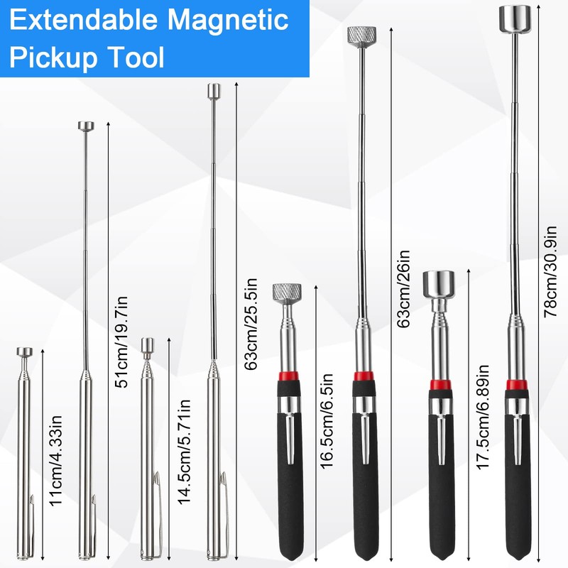 Tudomro 7 Pcs Telescoping Magnetic Pick up Tool Set 28''