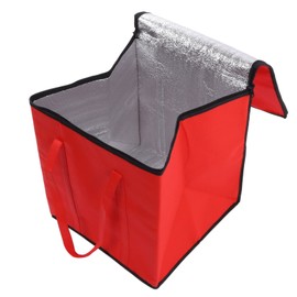 Insulation Shopping Bag, Foldable Cooler Bag, Thermal Bag, Reusable Hot or Cold Picnic Bag with Zip for Snack, Catering, Food Transport, red