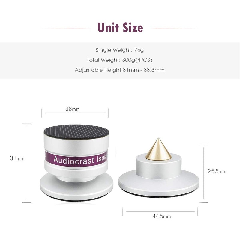 Audiocrast IF03S Speaker Isolators, Hi-End Speaker Spikes, HiFi Stand Feet