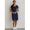 Fair índigo Vestido camisero de algodón orgánico con cuello redondo
