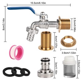 Kugelauslaufhahn 1/2 Zoll Kugel-Auslaufventil Messing Wasserhahn Regentonne Universal Frostsicher Garten Wasserhahn mit Schlauchverschraubung+Filtersieb (Blau)