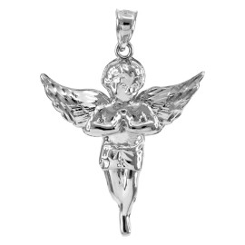 FDJ 925 Sterling Silver Angel Pendant Necklace - Pendant with 22" chain