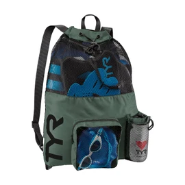 TYR Big Mesh Mummy Backpack for Swim, Gym and Workout Gear, Black, 40-Liter Capacity