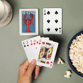 Maine, Lobster Woodblock (52 Playing Cards, Poker Size Card Deck with Jokers)