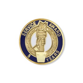 SHOP AWARDS AND GIFTS 5 Year Service Award Enamel Lapel Pins, Appreciation Employee Recognition Work Military Teacher Volunteer, Gift Boxed, 3/4 Inch, Pack of 8