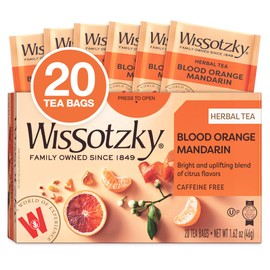 Wissotzky Blood Orange Mandarin Herbal Tea, 20 Tea Bags | Citrus Blend | Caffeine Free Tea | Uplifting & Bright