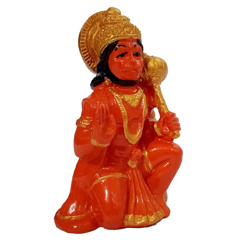Purpldip Resin Idol Bhakt Hanuman: Red Statue For Home Temple