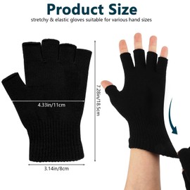 BEVTEE 4 Pairs Fingerless Gloves for Women Men, Winter Knitted Half Finger Gloves, Touchscreen Warm Stretchy Mittens, Common Size, Fit for Working, Typing, Writing, Running, Driving, Biking (Black)
