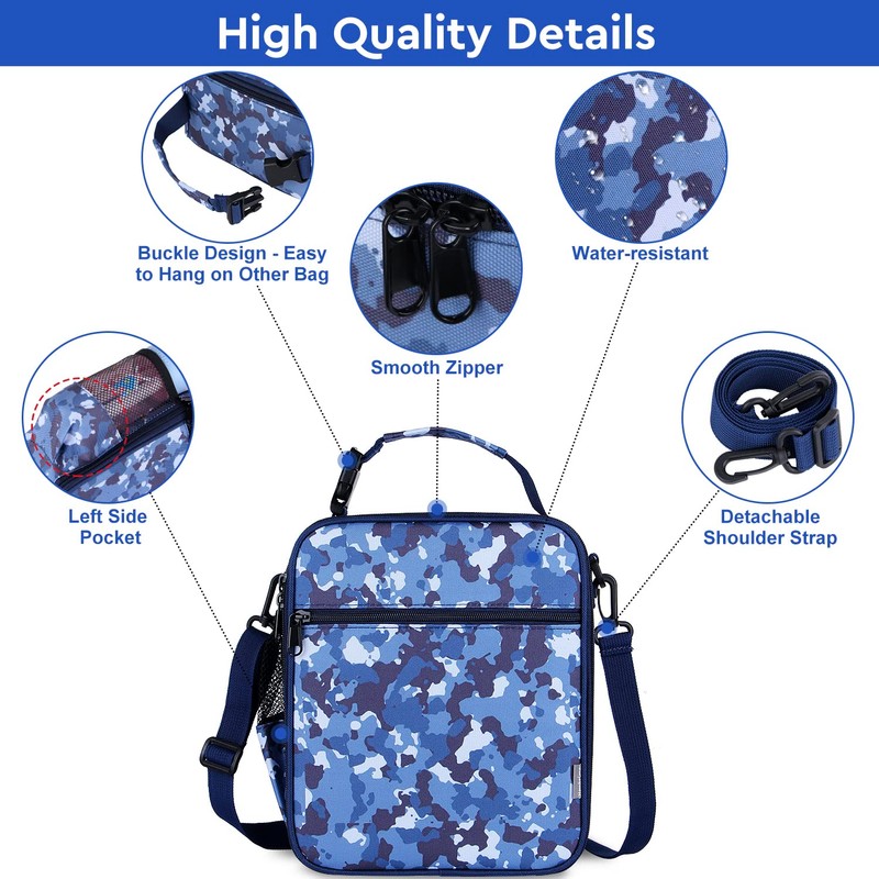 Maidyna Kids Lunch Bag, Reusable Lunch Bag with Adjustable Strap,