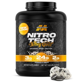 Muscletech Whey Protein Powder (Cookies & Cream, 5LB) - Nitro-Tech Whey Protein Isolate Smoothie Mix for Lean Muscle & Recovery - 24g of Whey Gold Protein for Women & Men - Packaging May Vary