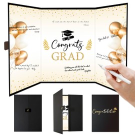 2025 Graduation Guest Book - Black Gold Congratulations Graduates Alternative Signature Book, 12x9 Inch Signing Board for Graduation Parties, High School & College Graduation Gifts for Men Women
