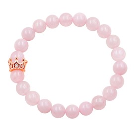Oneress Rose Quartz Bracelet 8mm Beads Natural Stone Bracelet Elastic Rope Bracelet Cute Birthday Gifts for Women SJ4262 (Rose Quartz Stone)