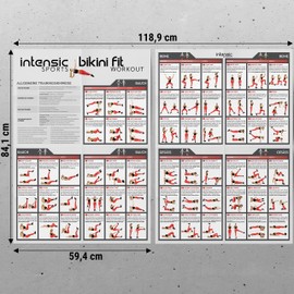 Intensic Sports Abdomen Legs Butt Exercise Poster - 2 x DIN A1-60 Fitness Exercises without Equipment for Bikini Fit Workout Home