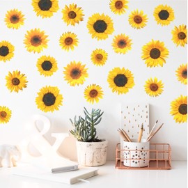 StikArt Removable Sunflower Wall Decals Printed on a Synthetic Canvas (45 Flowers)