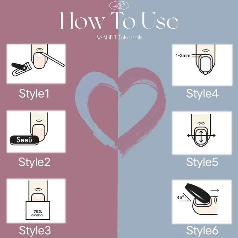 24 Pcs Valentines Press on Nails French Nail Tips Short