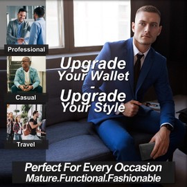 ARETE MERCH Minimalist Wallet for Men – RFID Blocking Card Wallet – Vegan Leather, Ultra Slim Credit Card Micro Wallets with Cash Money Pocket, Zipped Coin Pouch, Card Holder – Holds up to 9 Cards