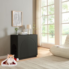 MtuxuYR Cat Litter Box Furniture XL Litter Box Enclosure with Entrance Optional & Pressure Opener Doors,Multifunctional Enclosure Large Hidden Litter Box Storage Cabinet(Updated Version of Design)