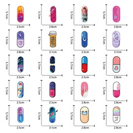65Pcs Pill Stickers Pack,Cartoon Aesthetic Vinyl Waterproof Sticker Decals for Water Bottle,Laptop,Phone,Skateboard,Scrapbooking,Bumper Decor for Kids Teens Adults Fans for Party Supply Decor