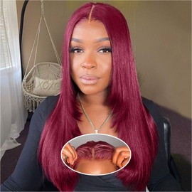 Ailwelia 99j Burgundy 18 Inch Glueless Wig 5x5 Hd Lace Closure Wigs Human Hair Bob Wig Human Hair Glueless Bob Wigs For Black Women Red Wig Human Hair Burgundy Bob Wig Human Hair Wig Bob 200 Density