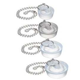 uxcell 4Pcs Drain Stoppers, 4 Sizes PVC Bathtub Stopper Sink Plugs Caps with Hanging Ring and 11" Bead Chains for Bathtub Kitchen Bathroom (Clear - 1.14, 1.3, 1.34, 1.36")