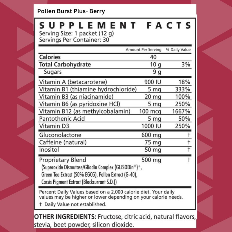 Youngevity Pollen Burst Energy Drink - Strawberry Acai 30 Count