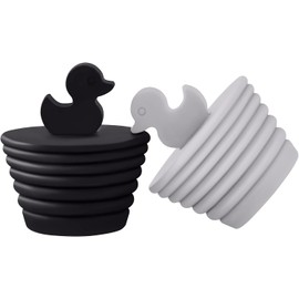 TY 2 Piezas Tapón Universal de Silicona para Bañera, Tapón para Cocina Negro y Gris