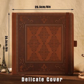 TIEFOSSI Bullet Dotted Journal Notebook, Dot Grid Notebook for Women Men, Hardcover PU Leather Journal, 160 GSM Thick Paper, 160 Numbered Pages with Gold Edge, 8 x 8 Inch