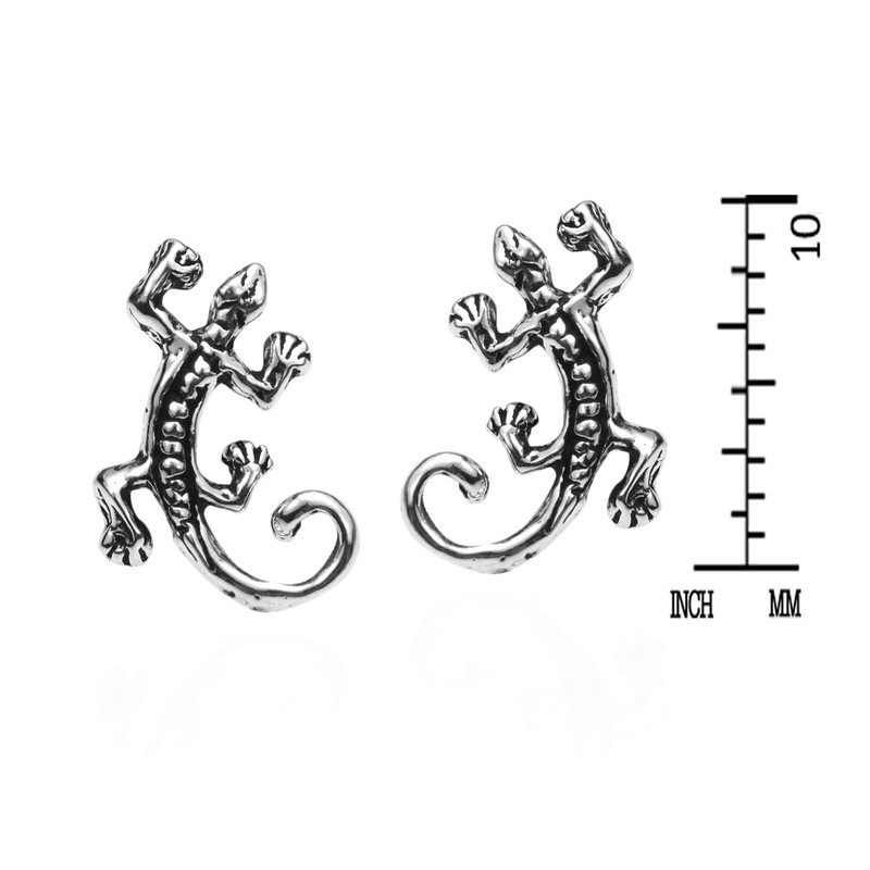 Petite Gecko Lizard Stud Earrings 925 Sterling Silver Metal Unknown,