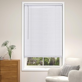 LazBlinds Cordless White 1" Room Darkening Vinyl Mini Blinds, 29" W X 36" H Horizontal Window Blinds for Home, Cordless Shades for Indoor Windows