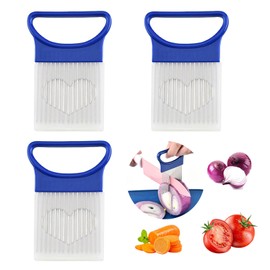 XNIVUIS 3 Pcs Onion Slicer Holder Stainless Steel Onion Holder Vegetable Fruit Beef Cutting Machine Cutter Holder Meat Needle Kitchen Tools for Chopping Grating Fruit Vegetable Helper (Blue) (Blue)