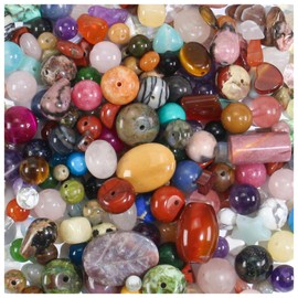 Assorted Beads for Jewelry Making, Mixed Bulk Natural Stone Beads for Crafts Bracelets Earrings Necklace, Semi Precious Gemstone Crystal Assortment Beads for Adults Women (0.25, Pounds)