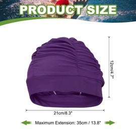 YELARXI Fabric Swim Cap Polyester Swimming Hat Elastic Swimming Cap, Fit for Women and Men Adult Long Hair (Purple)