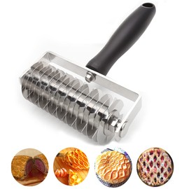 AMPSEVEN Pastry Lattice Roller Cutter - Professional Stainless Steel Dough Lattice for Pie Pizza Bread, beef wellington, Pastry Crust Roller Cutter
