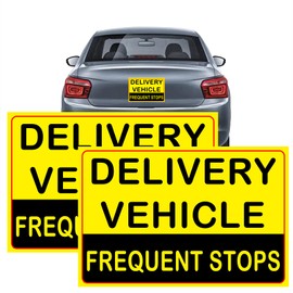 Magnetic Delivery Vehicle Frequent Stops Signs 2 pack (12X8") yellow